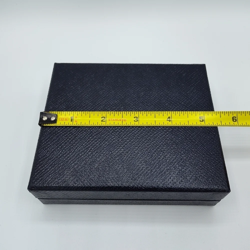 PRADA Small Black Navy Saffiano Gift Box  Silver Logo Luxury Packaging EUC